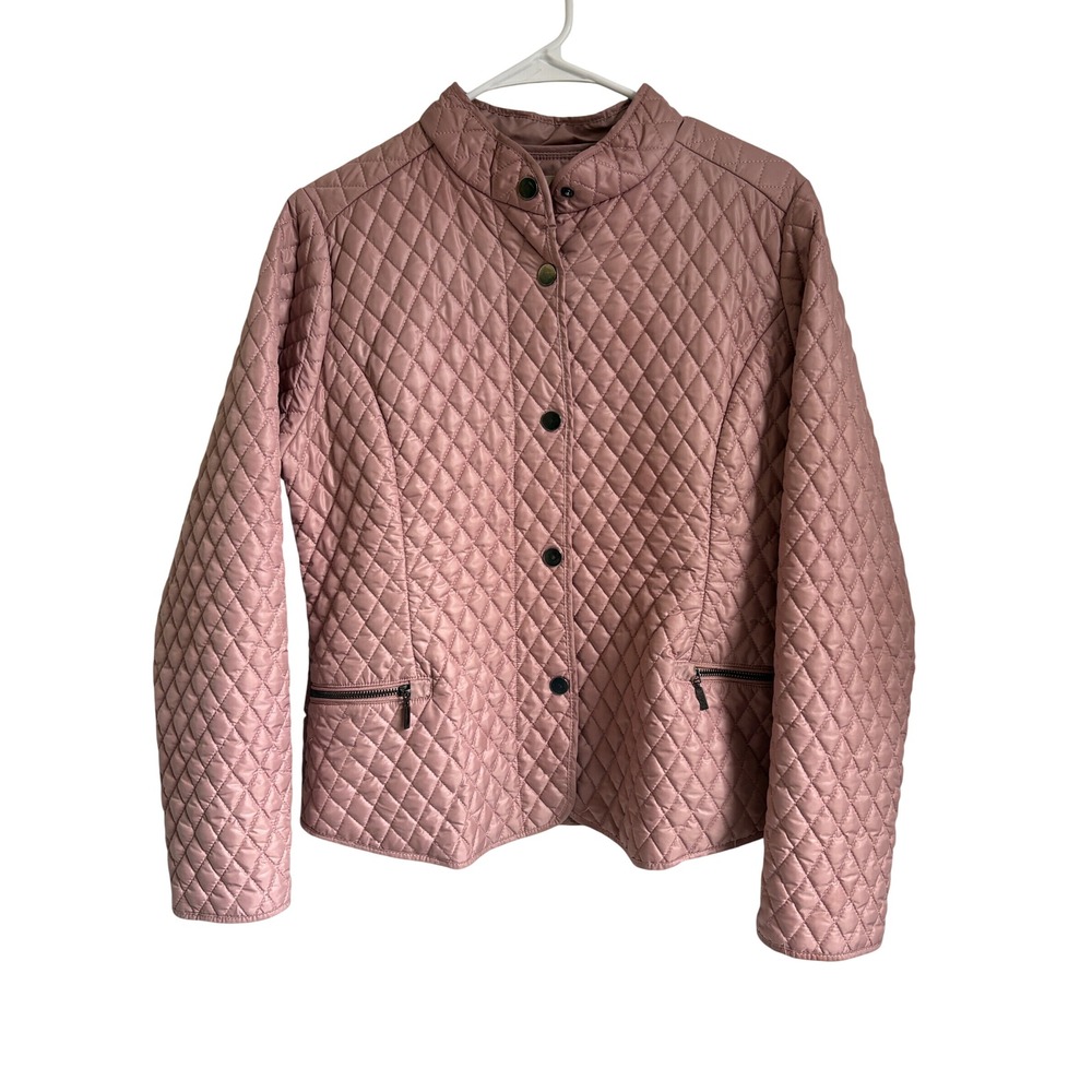Jade & Ivory Women Dusty Rose Pink Quilted Puffer Jacket Mock Neck Size L